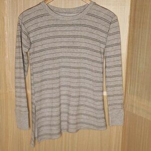 Cuddl Duds Gray Striped Asymmetrical Hem Tunic XS